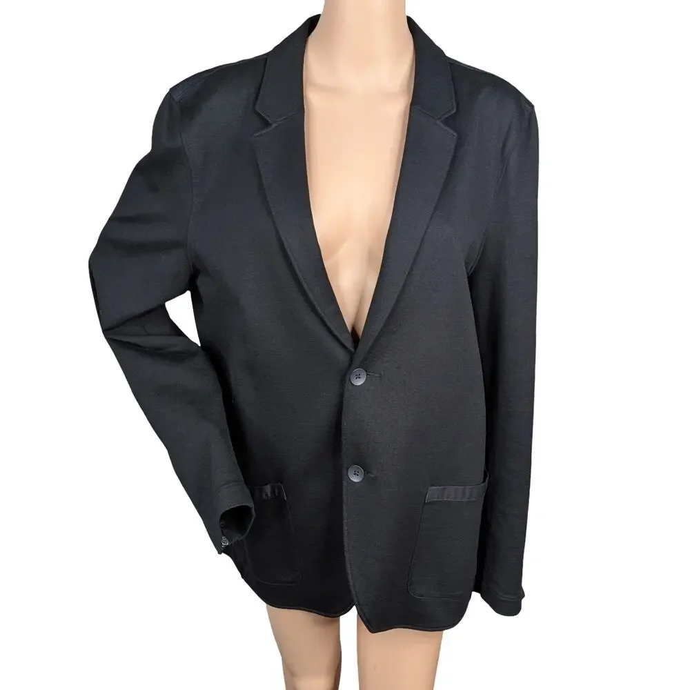 Gap Men L Ponte Stretch Knit Blazer Jacket NWOT Black 2 Button Zip Cuffs Casual